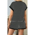 thumbnail image 2 of Women Summer 2 Piece Sets Striped Short Sleeve T Shirts and Shorts Matching Set, 2 of 5