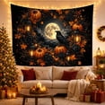 thumbnail image 3 of Black Cat in a Pumpkin Wreath Under Full Moon, Mystical Gothic Style for Halloween Decor Lovers, Haunted Wall Decor, Halloween Gift, Tapestry Wall Hanging for Bedroom and Entryway, 3 of 7