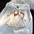 thumbnail image 4 of TrendOFT Cute Ghost Embroidered Hoodies for Women Hooded Sweatshirts Girls Kawaii Cartoon Anime Lightweight Pullover Tops Grey L, 4 of 6