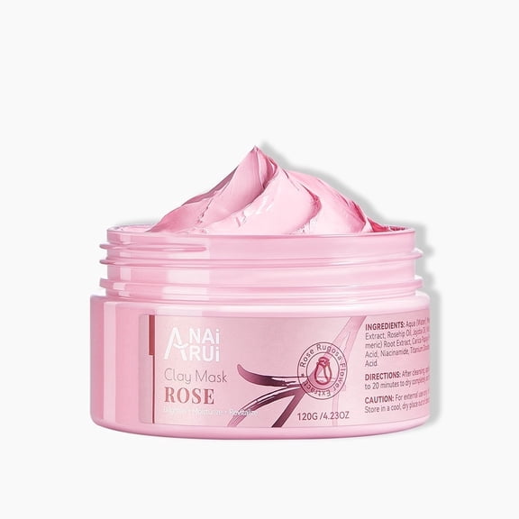 ANAI RUI Rose Facial Mask, Clay Mask with Kaolin Pink Clay, Valentines Day Gifts for Women, Niacinamide, Collagen, Hyaluronic Acid for Moisturizing & Smooth Skin, Pores Minimizers, 4.23 Oz