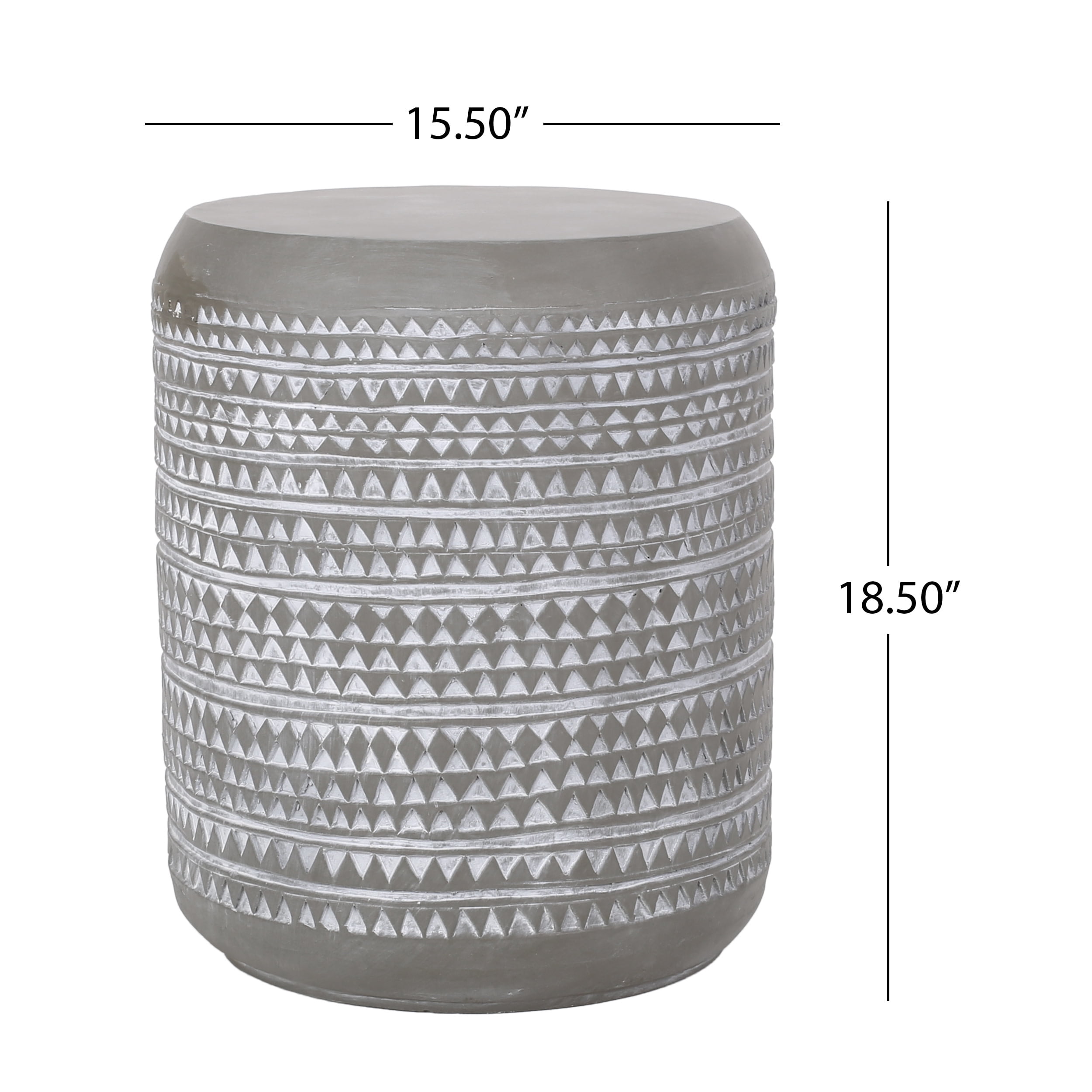Wickson Lightweight Concrete Outdoor Side Table, Concrete Finish and White