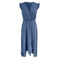 thumbnail image 4 of DHFJKG Sleeveless Maxi Dresses For Women Summer Dress Ruffle V Neck Holiday Tie Waist Flowy Irregular Hem Sundress Stylish Dresses, 4 of 5