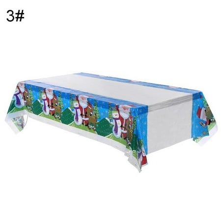 

110x180cm Waterproof Santa Snowman Tablecloth Christmas Dinner Table Cover Decor