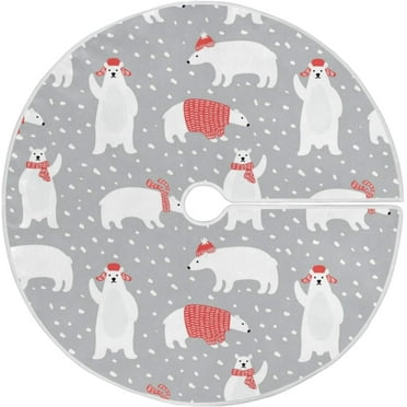ZHANZZK Cute Polar Bears Xmas Christmas Tree Skirt Stand Mat for Holiday Party Decoration Indoor Outdoor 36 inches