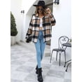 thumbnail image 5 of Women'S Flannel Plaid Shacket Fall Outfits Long Sleeve Button Down Shirts Jacket Coats with Side Pockets Khaki S, 5 of 9