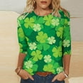 thumbnail image 2 of VALMASS 3/4 Sleeve St Patrick's Day Shirts Women Plus Size Crew Neck Graphic Tops Casual Loose T-Shirts (2XL, Green-C), 2 of 5