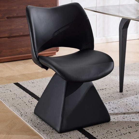 Swivel Dining Chair with Faux Leather Upholstered Seat and High Backrest, Modern Accent Chair with 360 ° Rotation for Dining Room, Kitchen, Bedroom, Office