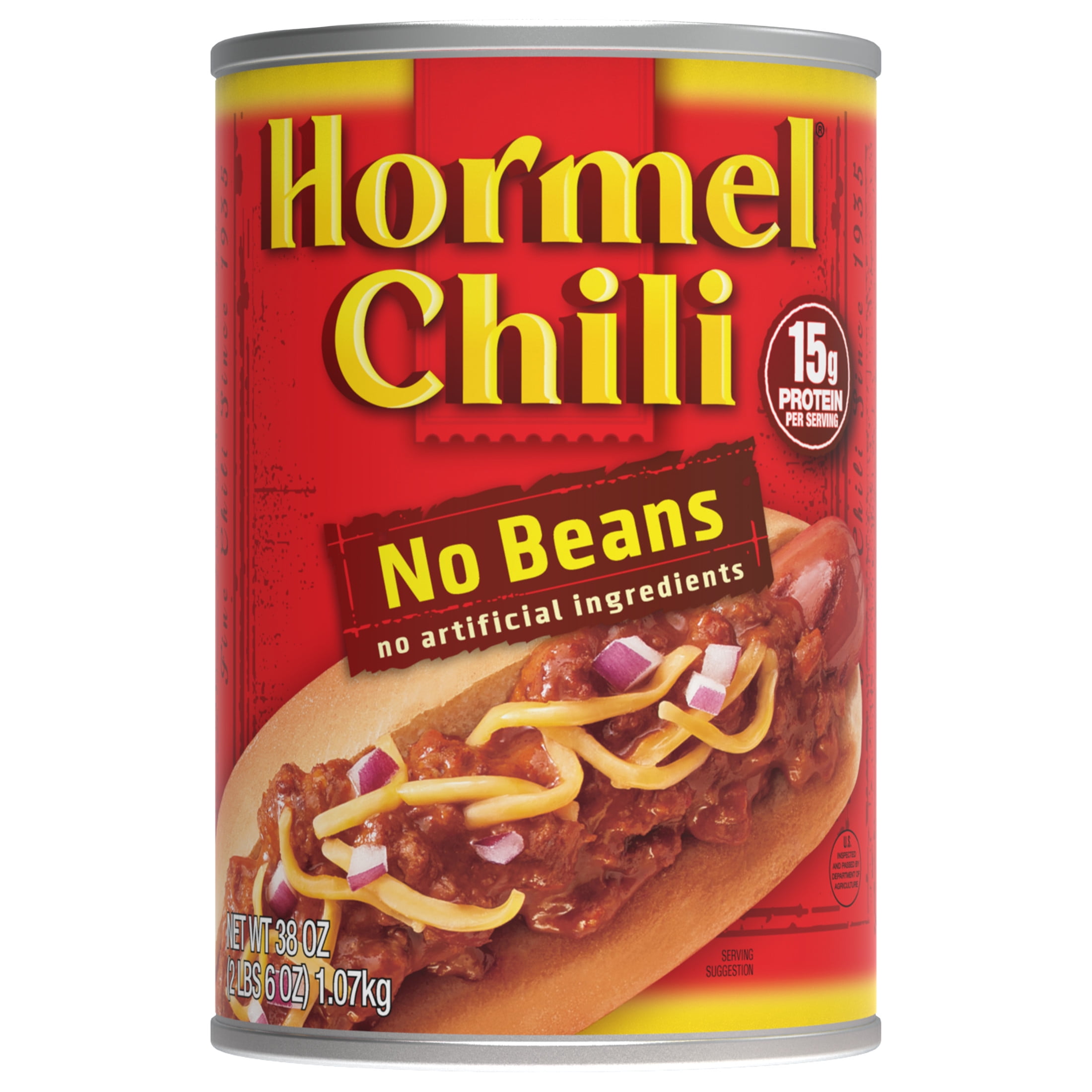 (12 pack) HORMEL Chili No Beans Canned Chili, Shelf-Stable, 38 oz Steel Can