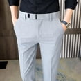 thumbnail image 2 of Pantalones de traje para hombre, 9 pantalones de trabajo recortados, de oficina, de verano, rectos, ajustados, para uso social, de sastrería, de negocios, formales, vintage, 2 of 5
