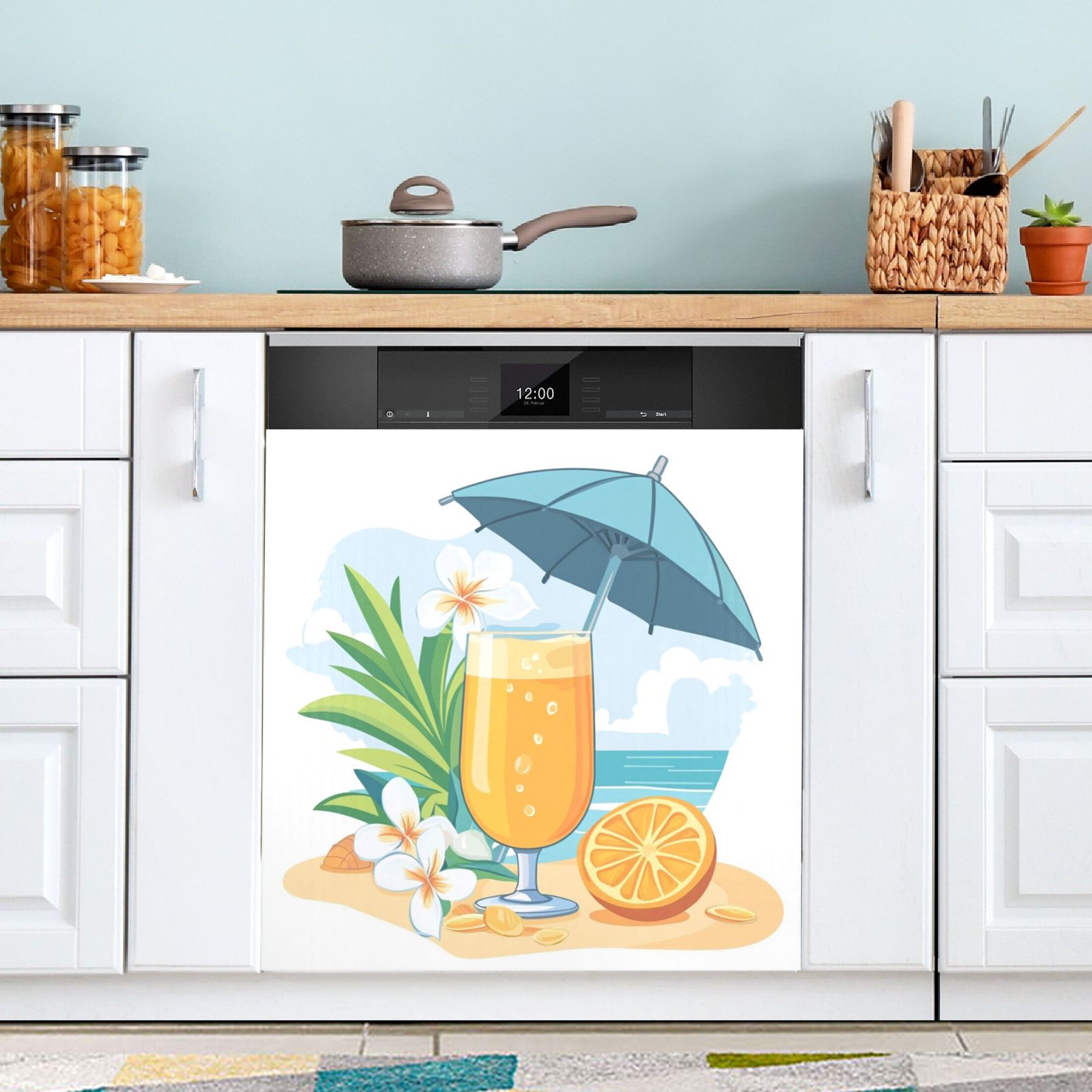 Dishwasher Magnetic Sticker 23x26 Inch Refrigerator Magnetic Sticker Washing Machine Magnetic Sticker Kitchen Panel Magnetic Sticker Home Decor Orange Juice Cartoon