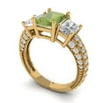 thumbnail image 2 of 3.61 ct Emerald Cut Natural Peridot 3 Stone 14K Yellow Gold Womens Engagement Ring, 2 of 5