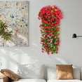 thumbnail image 3 of Flores artificiales colgantes, flores falsas, planta colgante, flor violeta, flores de primavera de seda sintética para pared, puerta, patio, jardín, boda, decoración al aire libre (rojo), 3 of 4