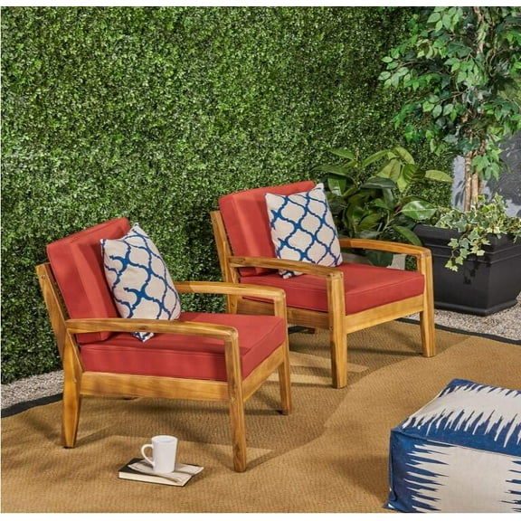 Outdoor Sofa, [Single Chair] GRENADA CLUB CHAIR, Red Patio Furniture,Wood Waterproof Fabric Outdoor Sectional, Garden & Outdoor & Patio Furniture Patio Seating