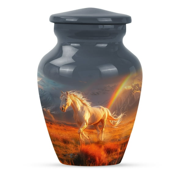 KARYLIZ Horse Cremation Urn Human Ashes - Rainbow Set of 5 Mini 3" Memorial Urns for Ashes - Decorative Cremation Urns for Adults - Funeral for Adult Male - Cremation Urn for Ashes for Women