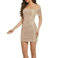 thumbnail image 7 of Women's Sequin Mini Dress Low Cut Short Sleeve Bodycon Party Club Cocktail Evening Dress Sparkling Night Out Dresses for Women, 7 of 7