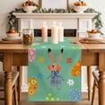 thumbnail image 2 of Table Runner 120 Inches Long for Kitchen Dining, Spring Easter Dresser Scarf Farmhouse, Dining Table Decorations for Wedding/Parties, Bunny Colorful Eggs Floral Green 13 x 120 In, 2 of 8