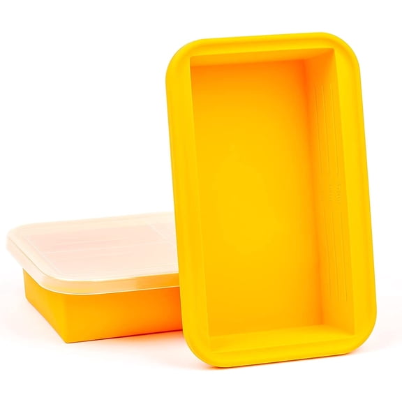 (2 Pack) Large Silicone Freezer Containers For Soup, Pasta Sauce, Leftovers, Broth & More - 6 Cup Reusable BPA Free Non Plastic Food Storage Freezing Ice Trays With Lids Measurement Lines