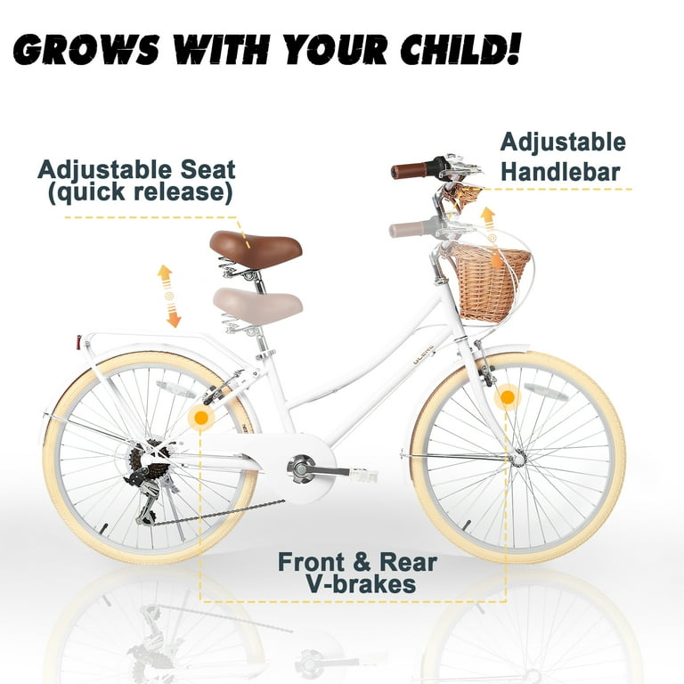 【Glerc】Missy女の子自転車24インチ 可愛い小中学生自転車 色:白色_スタイル:24インチ】【Glerc】Missy女の子自転車20/24の通販 自転車本体
