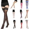 thumbnail image 3 of Lovskoo 2024 Fishnet Thigh High Stockings for Women Girls Knee Highs Sheer Socks Gray, 3 of 3