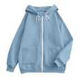 thumbnail image 5 of Besolor Womens Zip up Hoodies Drawstring Long Sleeve Sweatshirts Fall Winter Casual Thermal Warm Outdoor Track Jacket with Pockets(X-Large,Light Blue), 5 of 5