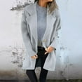 thumbnail image 2 of MIUOWANP Jackets for Women Trendy Fall Women's New Solid Color Woolen Coat Mid To Long Length Lapel Pocket Jacket Coat Long Sleeved Top, 2 of 5