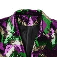 thumbnail image 5 of YOIAVAIOY Carnival Blazer Men Sequin Carnival Print Holiday Party Jacket One Button Slim Fit Business Office Blazers with Pockets Multicolor S, 5 of 10
