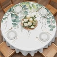 thumbnail image 3 of Round Tablecloth Green Floral Eucalyptus Waterproof Oil Proof Polyester Table Cloth Cover Decor for Home Dining Outdoor,Patio,Parties, 60" Dia. Rustic Watercolor Leaves Botanical, 3 of 9