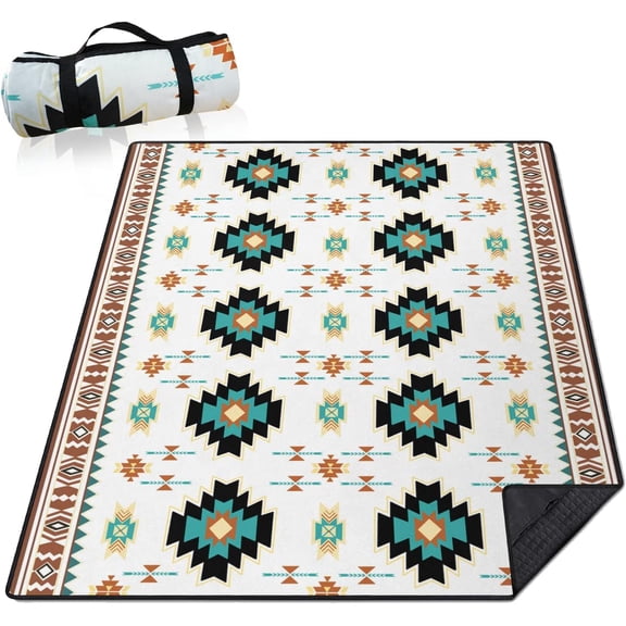 Boho Picnic Blankets Waterproof Foldable, 60’‘x80'''' Portable Dual Layers Outdoor Travel Camping Picnic Backpacking Hiking Beach Blanket Mat for Grass Padded Lawn Park Beach ,Picnic Accessories