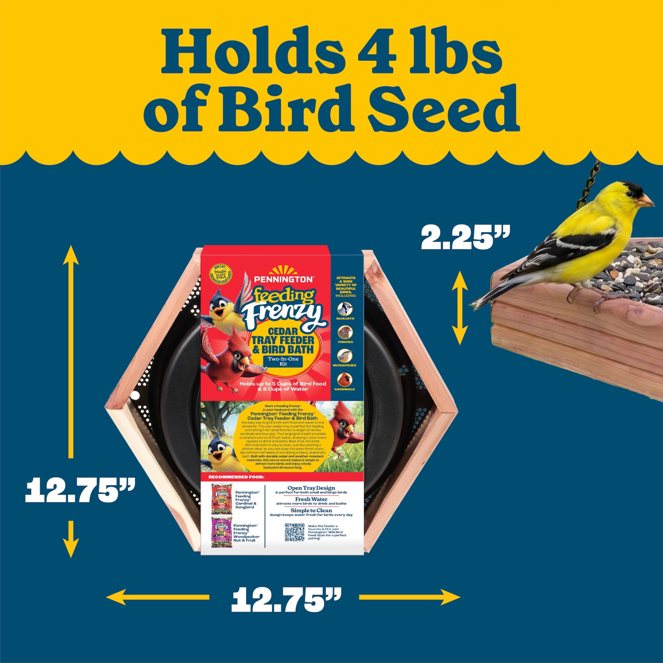 Pennington Cedar 2-in-1 Wild Bird Bath and Feeder, 4 Lb photo 4
