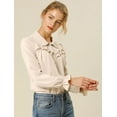 thumbnail image 2 of INSPIRE CHIC Blusa Camisa Tops Con Botones Manga Larga Pu?o Elástico Detalle De Volantes Para Mujeres Albaricoque XL, 2 of 6