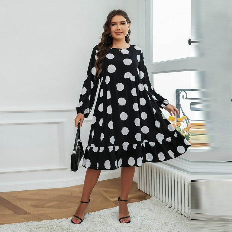 Women's plus size hot sale polka dot dress