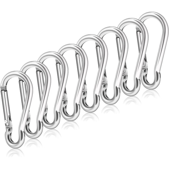 Flag Pole Ring Replacement Carabiner Clips | Aluminum Alloy Flag Pole Clip Spring Snap Hooks for Grommeted Flag | Replaceable Flagpole Hardware Accessories for Any Flagpole Ring (Silver-8 Pcs)