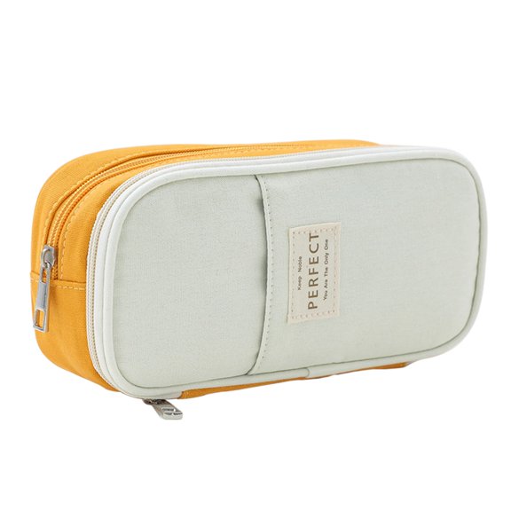 Yhmxh Large Capacity Pencil Case Pouch with Zipper, Portable Sturdy Cute Big Capacity Pencil Cases, Pen Office Travel Stationery Makeup Bag, Desk Organizer for College Adults Women(Yellow)