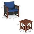 thumbnail image 2 of Gymax Ensemble de Conversation de Patio en Rotin Osier 3 Pcs Ensemble de Meubles d'Extérieur avec Coussin Bleu Marine, 2 of 10