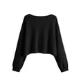 thumbnail image 6 of Sweaters for Women Zaewscy Women V Neck Waffle Knit Cropped Pullover Sweater Casual Long Sleeve Loose Fit Fall Winter Top Black L, 6 of 9