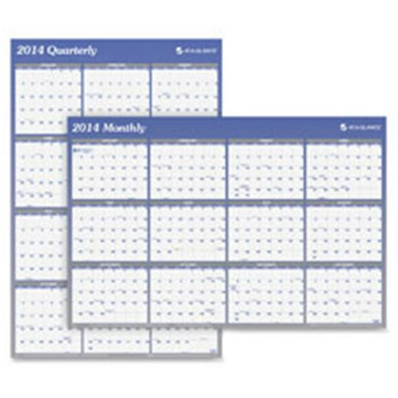 At-A-Glance AAGA1152 Erasable Wall Calendar- with Marker-Jan-Dec-2-Sided-48 in. x 32 in.-Blue