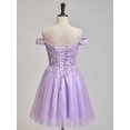 thumbnail image 3 of Vestido de bienvenida SoDigne con apliques de encaje en A, tul amarillo, 3 of 7