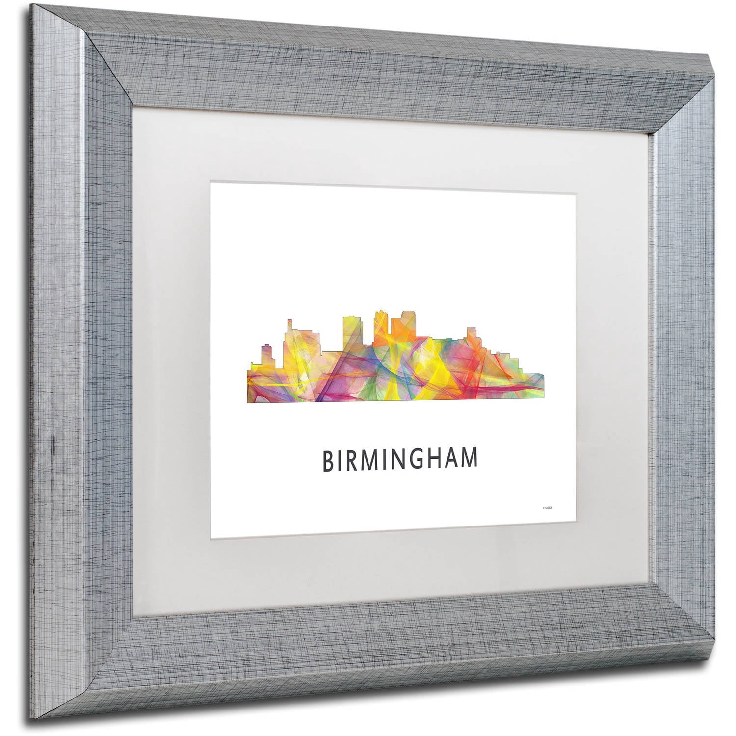 Trademark Fine Art 'Birmingham Alabama Skyline WB-1' Canvas Art by Marlene Watson, White Matte, Silver Frame
