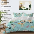 thumbnail image 3 of Cute Teal Bedding Duvet Cover Set Full Size 4 Pieces Cartoon Animal Map Bird Bear Octopus Bunny Whale Bedding Set with Zipper Closure, 1 Comforter Cover 86x86 Inches 1 Flat Sheet & 2 Pillow Cases, 3 of 7