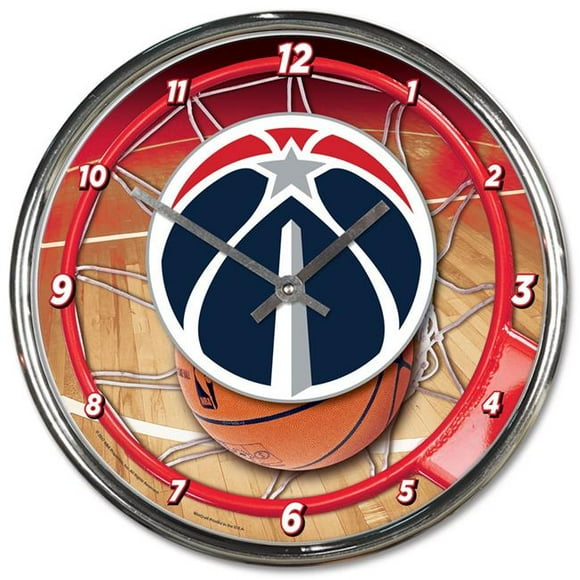 Washington Sorciers Ronde Horloge de Style Mur&44; Chrome