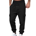thumbnail image 3 of Men’s Heavyweight Cargo Sweatpants Elastic Waist Baggy Plaid Texture Jogger Trousers Fall Winter, 3 of 7