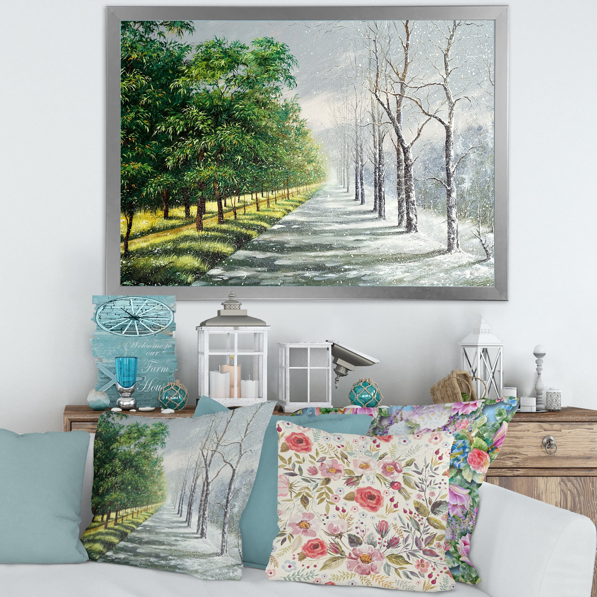 Designart 'Summer and Winter United' Country Framed Art Print