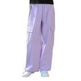 thumbnail image 2 of ATOGUTA Girls Cargo Work Pants Elastic High Waist Wide Leg Jogger Streetwear Kids Pants Casual Loose Trousers Purple, Size 4-15 Years, 2 of 5