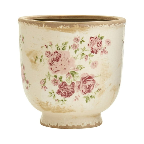 Nearly Natural 7.5" x 7.5" x 7.5" Round Green Tuscan Ceramic Plant Planter