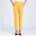 thumbnail image 2 of Oksale Slim Straight Leg Pants for Women with Pockets Petite Pull On Casual Summer Pants Plus Size Stretchy High Waisted Lightweight Pants Yellow 4XL, 2 of 7