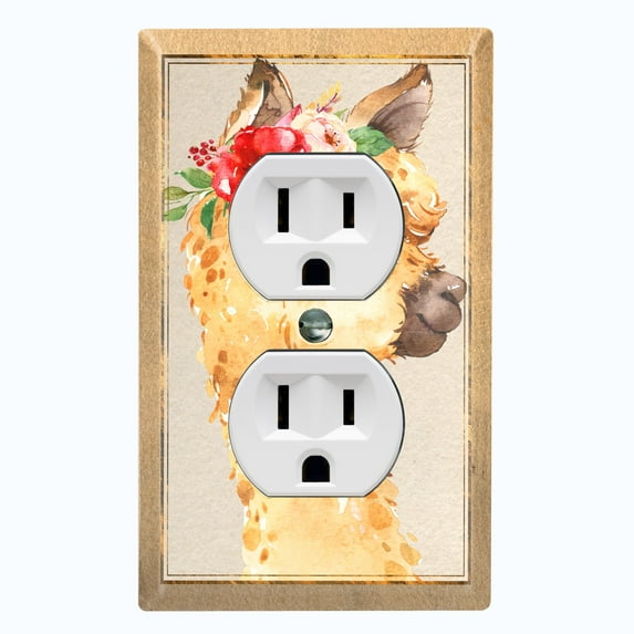 Metal Light Switch Plate Outlet Cover Baby Llama Flower Crown Portrait LLA003