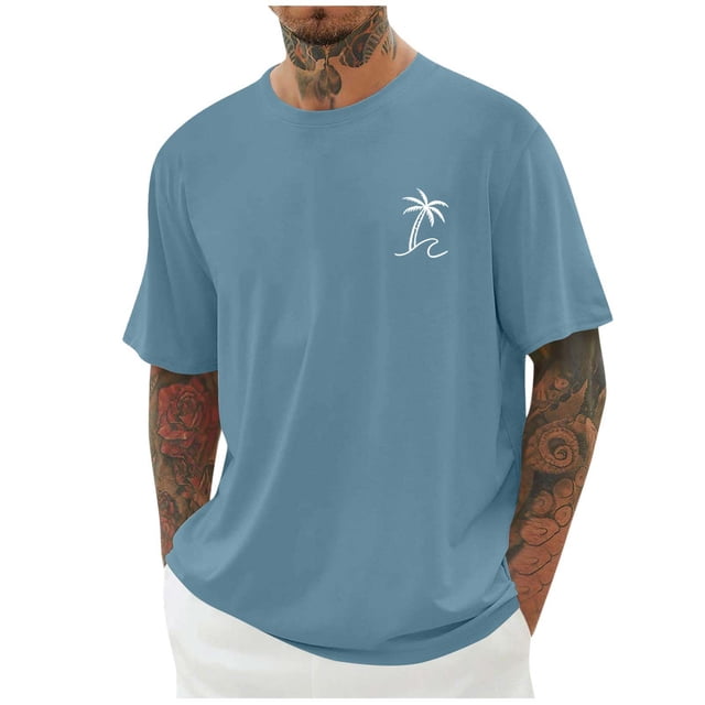Camisetas de Manga Larga para Hombre Algodón No Aplicable Aquí, Camisetas de Manga Larga para Hombre de Navidad No Incluidas, Impresión Casual de Manga Corta