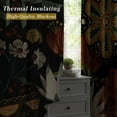 thumbnail image 2 of Boho Floral Blackout Curtains for Bedroom Windows, Plant Leaves Print Curtains for Living Room, Black Bohemian Dining Room Curtain Draperies 2 Panel Sets, 52" X 84", 2 of 6