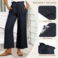 thumbnail image 4 of SWQZVT Womens Linen Pants Wide Leg Pants Casual Pants High Waisted Drawstring Straight Long Trousers Womens Fashion Palazzo Pants for Womens Clothes Slacks Lightweight Pants, 4 of 10