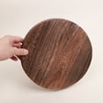 thumbnail image 2 of 7.85Inch Round Table Tray Wooden Solid Circle Serving Tray with Handle Black Walnut Platter Decorative Tray for Home Breakfast, 2 of 12